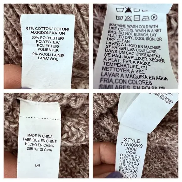 Lucky Brand Womens Sweater L Chocolate Brown Open Cable Knit‎ Cozy Fall Winter - Picture 6 of 7